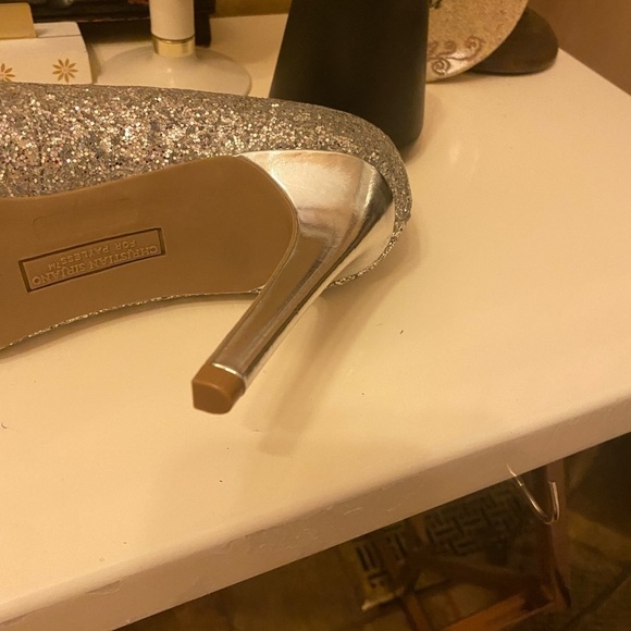Christian SIRIANO SILVER GLITTER HEEKS SIZE 10 - Picture 8 of 8